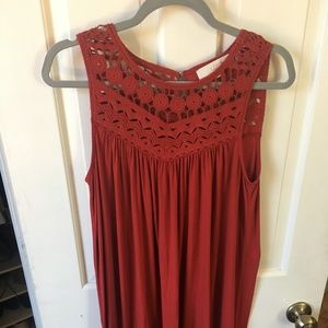 Red LOFT crochet swing dress